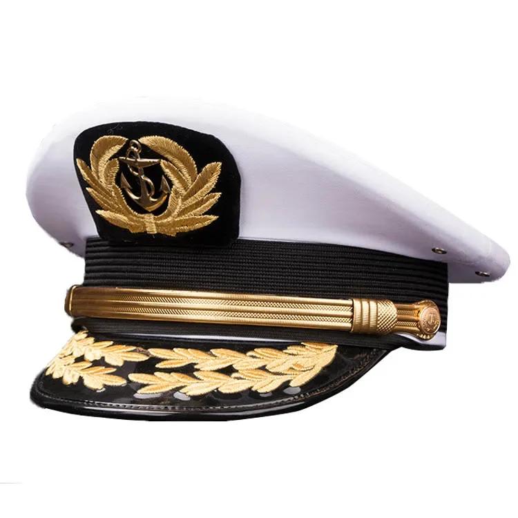

New Unisex Big Brim Sailor Cap Waterproof Vintage Navy Military Hats for Men Women Stage Performance Cosplay Captain Hat 55-59cm 55 белый