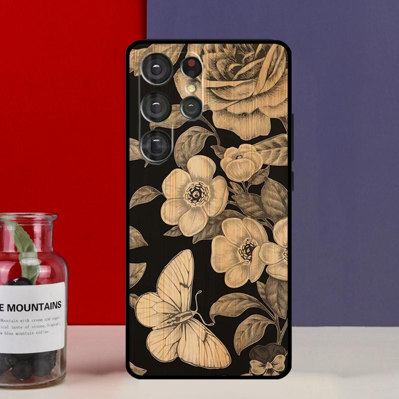 Tree Flower Bamboo Wood Funda Case For Samsung Galaxy S25 Ultra S9 S10 S20 FE S21 S22 S23 Plus S24 Ultra Phone Cover