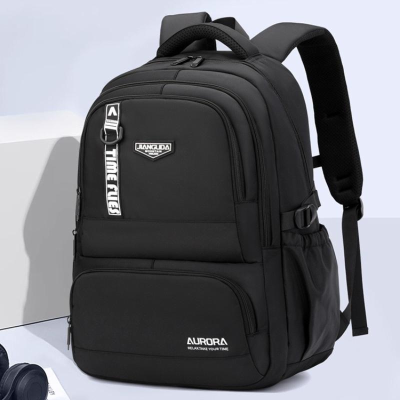 New Casual Large Capacity Multi-compartment Men's Backpack Simple Solid Color Primary School Students School Bag Lightweight Nylon Waterproof Rucksack