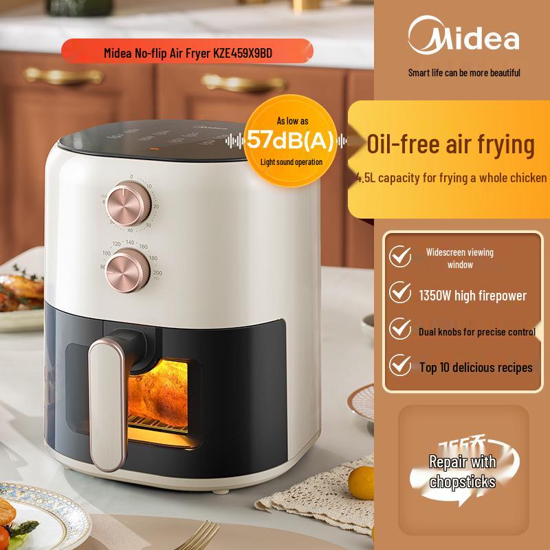 Умная аэрофритюрница-духовка Midea KZE459X9BD - Большая вместимость, Электрическая фритюрница без переворачивания, Всё в одном