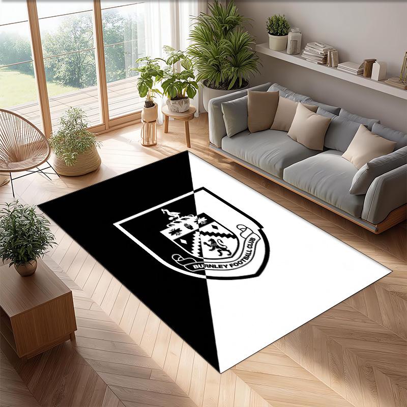 Burnley Football Print Crystal Velvet Rug, Comfortable Water Absorbent Non Slip Indoor Floor Carpet