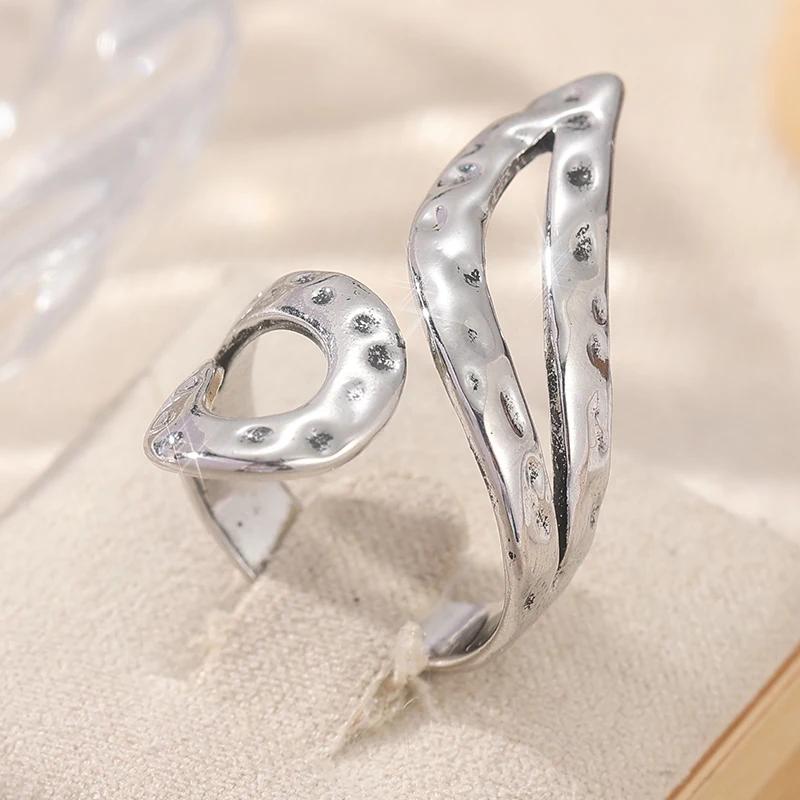 

Niche Design Adjustable Opening Punk Gothic Style Hollowed Ring Women and Men Vintage Silvery Plated Jewelry Accessories resizable&Silver Plated