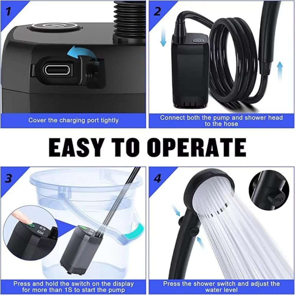Rechargeable Shower Pump LED Display Camping Shower New Portable Shower  Outdoor