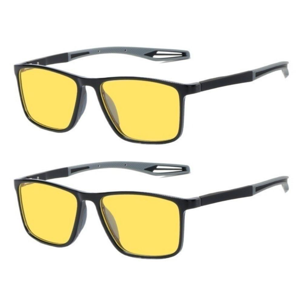 2PCS Night Posensitive Color Changing Sports Glasses for Men Fashionable and Trendy UV Resistant Glasses