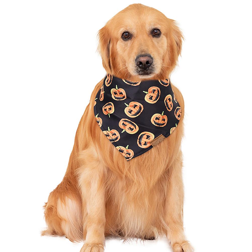 Halloween Dog Bandanas, Skulls Pumpkins Patterns Pet Scarf, Reversible Dog Triangle Scarf, Fall Dog Bibs, Pet Accessories For Halloween Holiday Costum