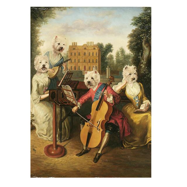 Abstract Vintage Dog Jazz Fashion Lady Canvas Painting Wall Art Pictures Posters and Prints for Living Bedroom Home Decoration No Frame