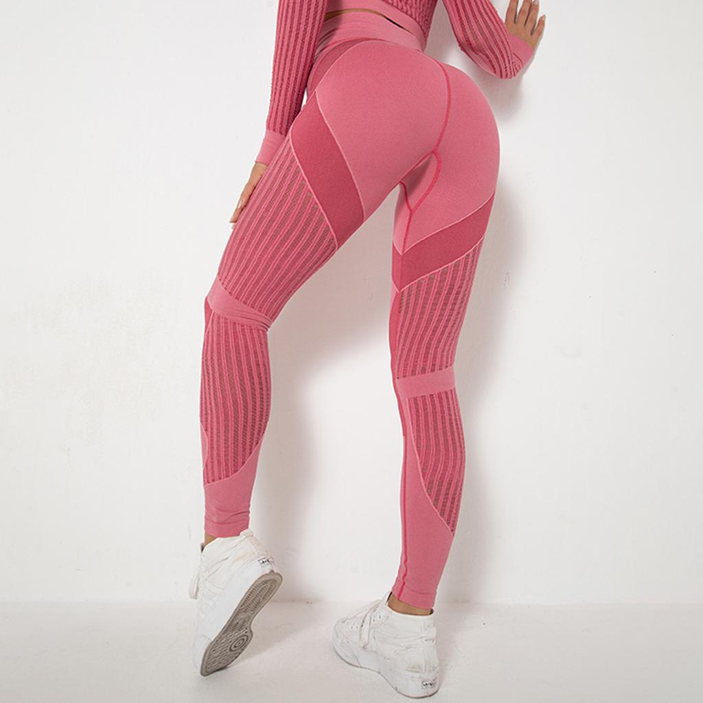 Seamless Yoga Pants with High Waist Mesh Holes To Lift The Buttocks and Elastic Tight Bodybuilding Bottoming and Shaping Exercise Pants
