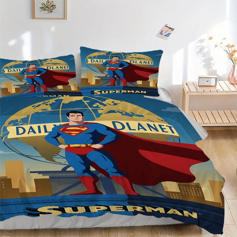 

3pcs superman Duvet Cover Set (1 Duvet Cover + 2 Pillowcases, No Core) - Comfortable, And Breathable Bedroom Decoration yy251104081 135x200cm
