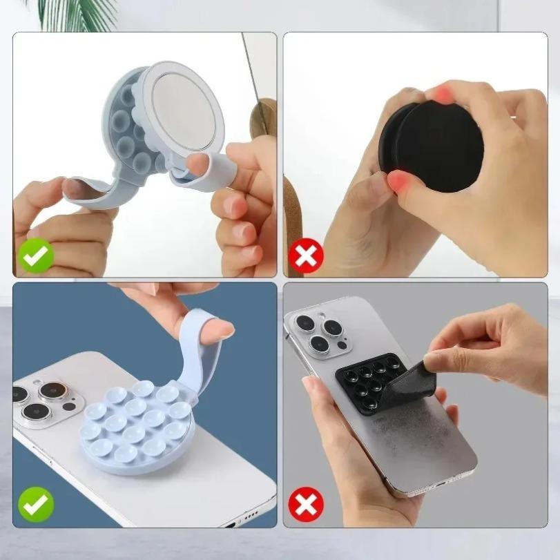 1PCS Silicone Suction Phone Holder Stand Mirror Magnetic Universal Mount for Magsafe iPhone 16 15 14 13 12 Pro Max Phone Bracket