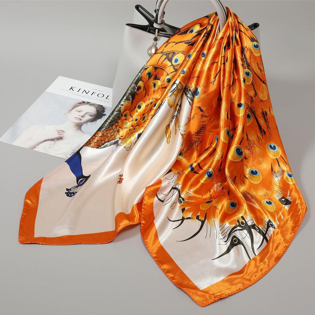 90 Square Scarves, Silk Scarves, Women's New Spring and Summer High-end Sense Versatile, Thin Scarves, Shawls Outside