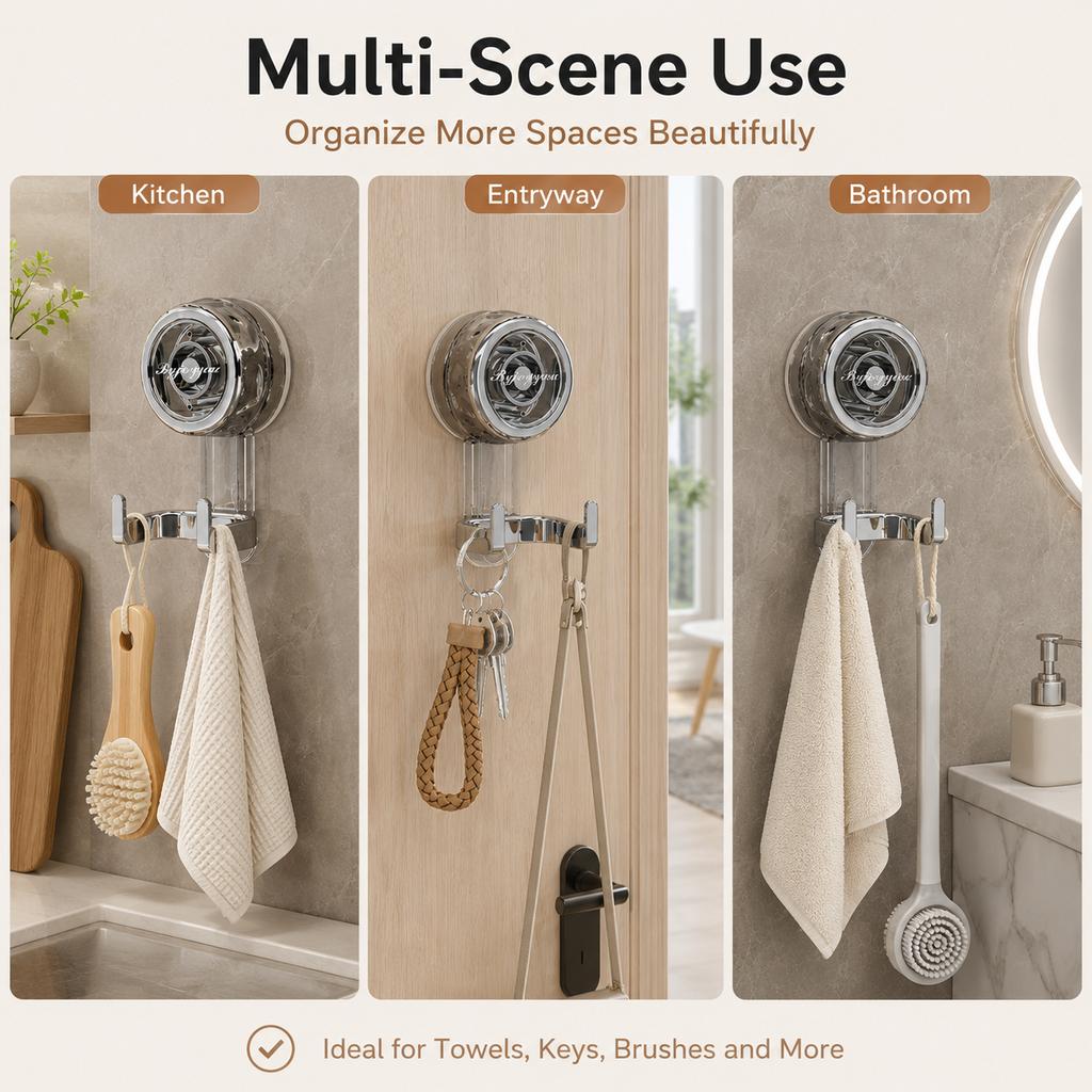 1/2pcs Vacuum Suction Cup Double Hook No Drill Heavy Duty PET ABS Wall Hanger for Bathroom Kitchen Storage