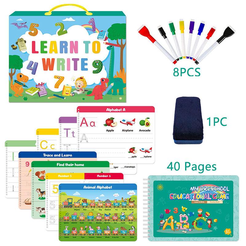 

Монтессори, обучающие игрушки для рисования, обучения управлению ручкой, буквенно-цифровые тетради, набор, развивающие игрушки для детей