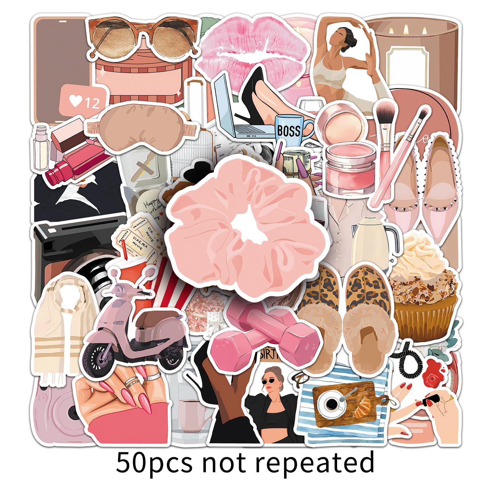 50 City Girl Fashion Stickers: Trendy Decor for Suitcase, Guitar, Diary