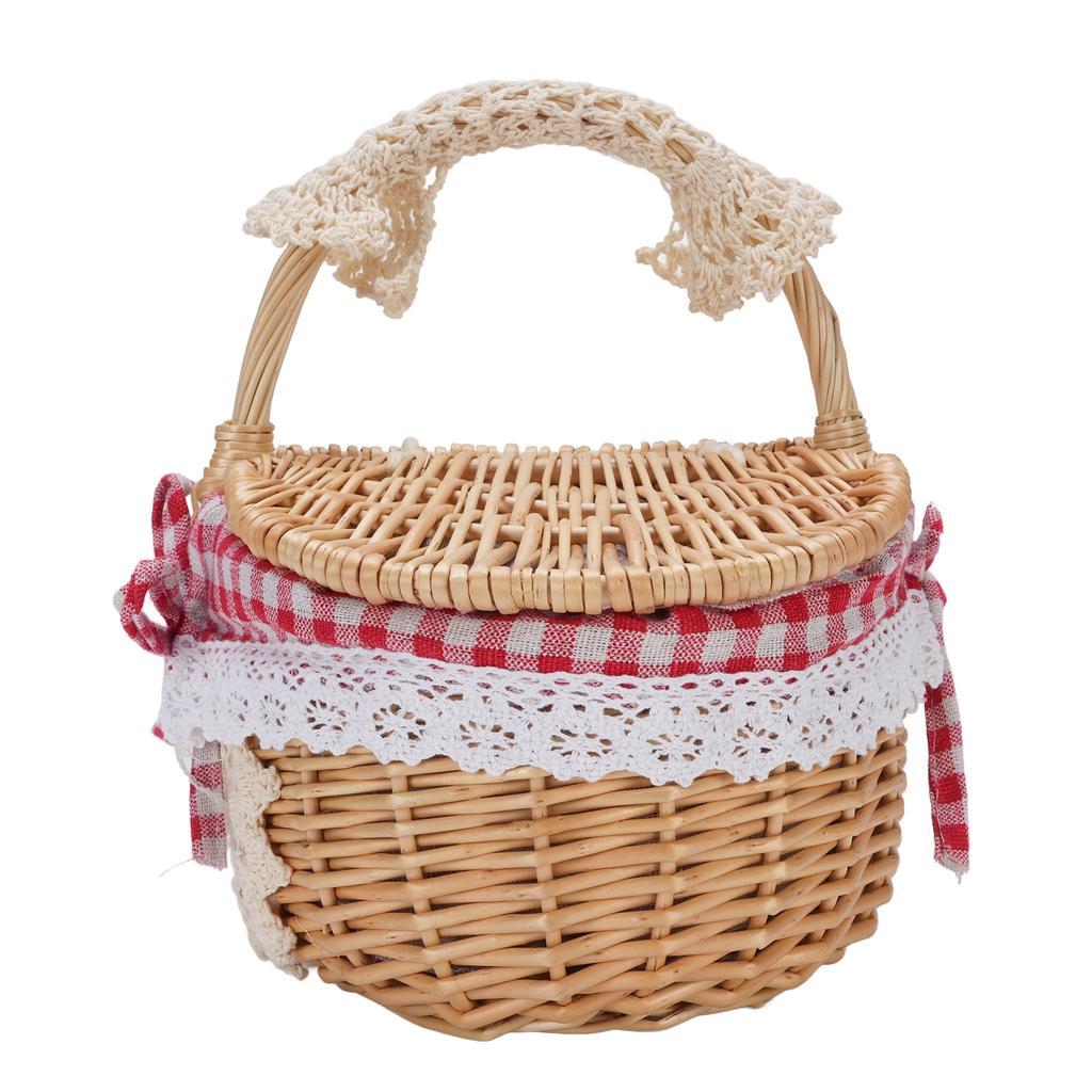 Wicker Picnic Basket with Removable Liner Empty Picnic Hamper Basket with Lid and Handle for Easter Camping Mother S Day