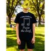 European size Childrens round-neck short-sleeved T-shirt with musical symbols
