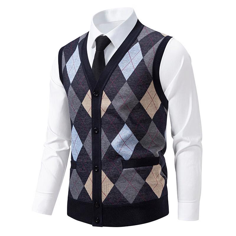 TUCANO Men's Argyle V-Neck Cardigan Sweater Vest