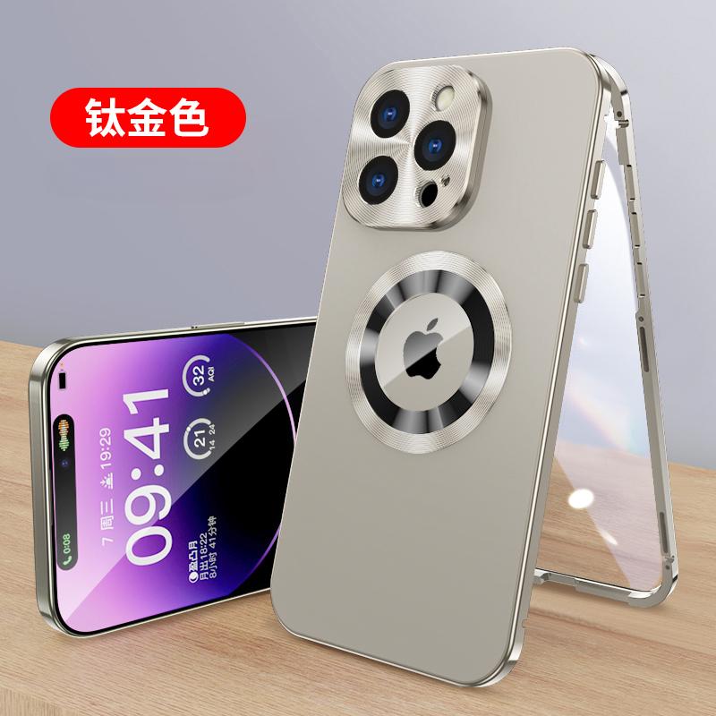 Para iPhone16 15 14 Plus 13 12Pro Max Full Aluminum Metal Magnetic Case Dupla Face Proteção À Prova de Choque Protetor de Tela