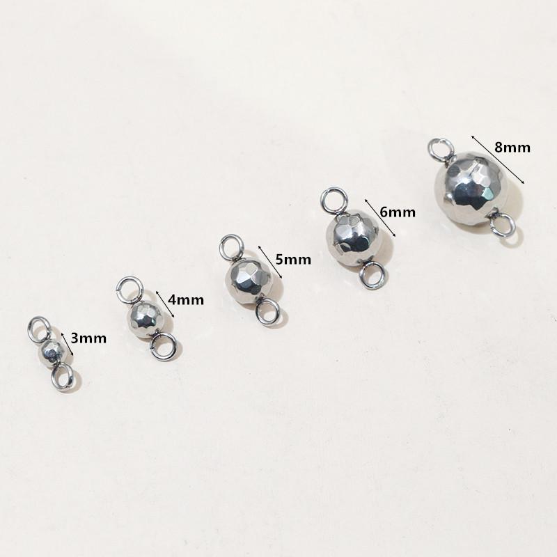 20pcs 4/5/6/8mm Double Loops Round Stainless Steel Bead Ball Charms Pendant Connector Earrings Necklace DIY Jewelry Accessories