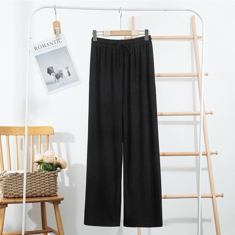 Ice Silk Women's Wide Leg Pants - Spring 2025 Slimming, Breathable, Loose, Floor-Length