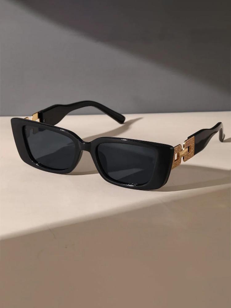 

1 шт. Модные очки с оправой «кошачий глаз» черного цвета с металлическими аксессуарами, подходящие для стильных нарядов, вечеринок и праздничных путешествий