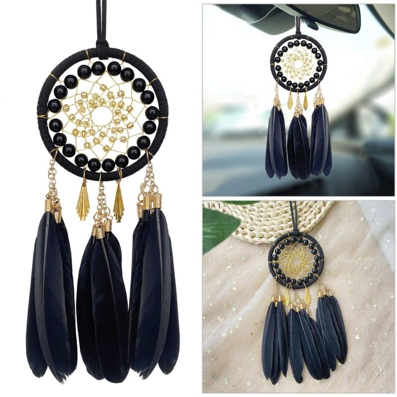 Bohemian Traumfänger Wandbehang Handgewebter Traumfänger Gefiederter Hängender Schmuck für Schlafzimmer Zuhause Wohnheim