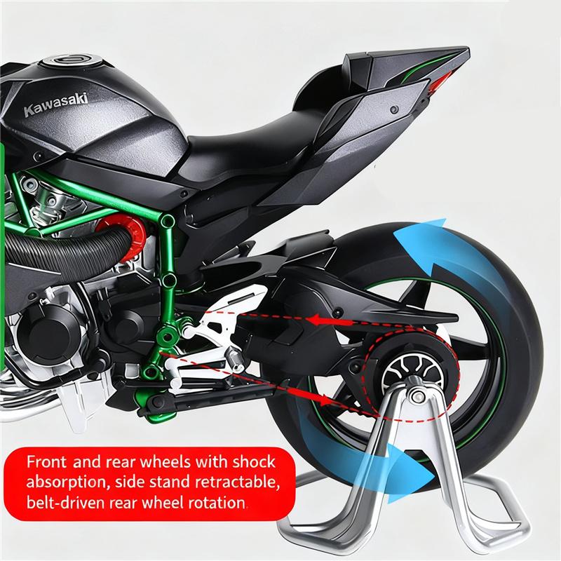 Anahtar Başlatma 1:9 H2 H2R Alaşımlı Yarış Motosiklet Modeli Döküm Pist Spor Motosiklet Modeli Ses ve Işık Spreyli Çocuk Oyuncak Hediye