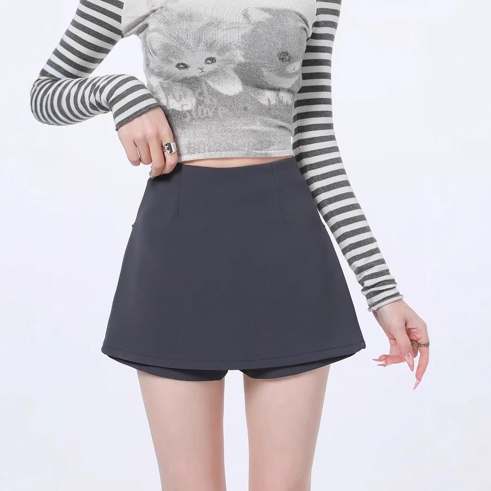 2025 Women's High Waist Black Bodycon Midi Skirt with Side Slit – Spring/Summer Hot Style Suit Shorts