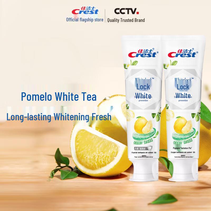 Crest Dual-Color Lock White Toothpaste, Grapefruit White Tea