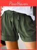 Casual Color Solid Womens Shorts Drawstring Elastic Waist Comfortable Fashion Summer Shorts