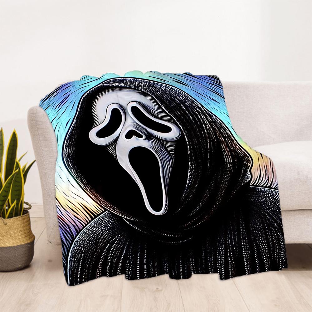 1pc Scream Outdoor Blanket Lightweight Flannel, Soft & Warm, All Season Use for Sofa, Outdoor, Camping, Living Room, Office, Chair