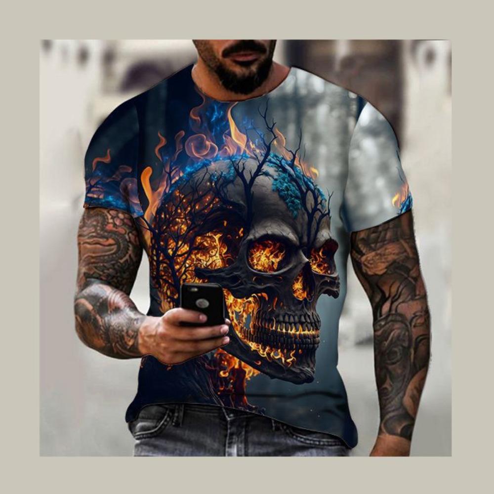 2025 Cross border Foreign Trade New 3D Printed Men's Round Neck Short Sleeve Casual T-shirt