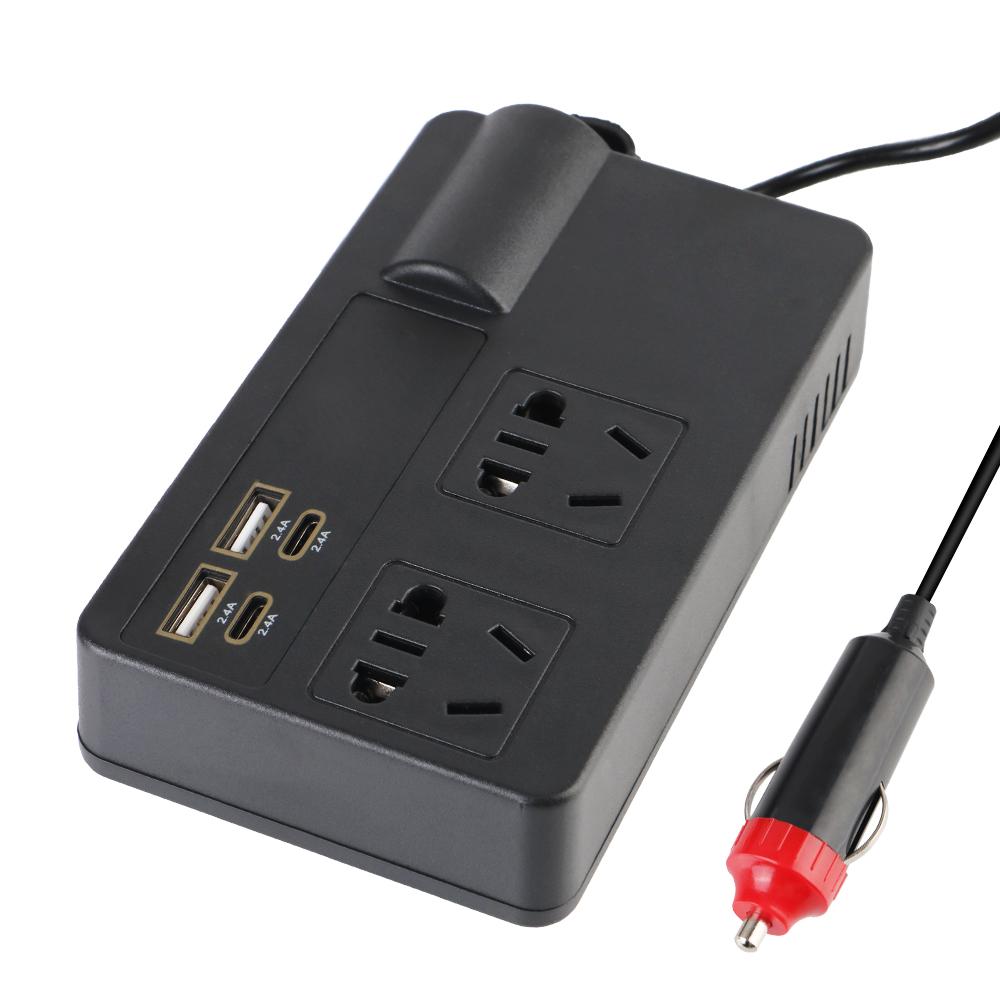 Power Adapter ON/OFF Switch 200W Car Inverter QC 3.0 USB/PD/Type-C Chargers Auto Accessories Voltage Detection DC 12V/24V to AC 220V Converter
