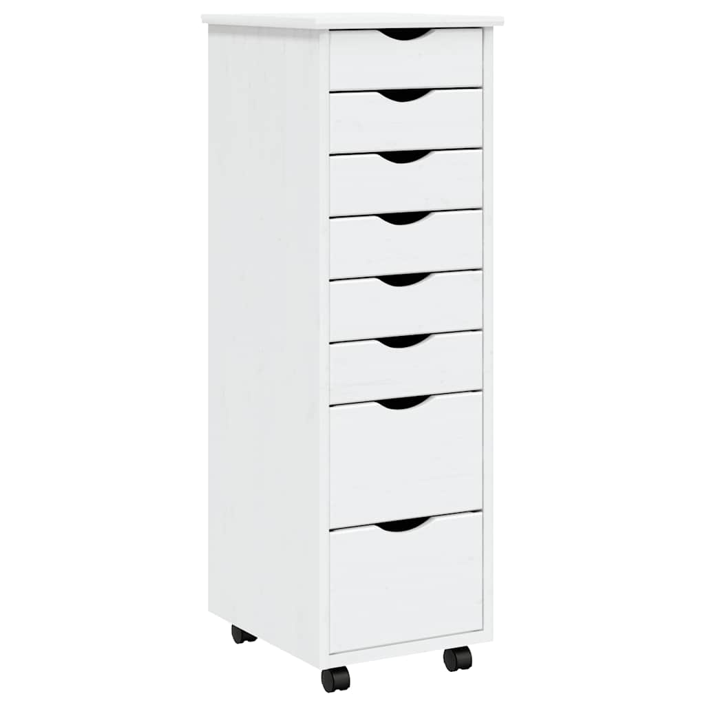 vidaXL Rollschrank mit Schubladen MOSS Weiß Massivholz Kiefer