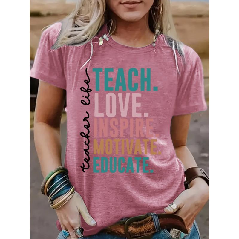 Sommar Tryckt Rundhalsad Pullover Kortärmad Dam T-shirt