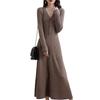 Autumn and Winter New Solid Color Thin Temperament Medium and Long Sweater Skirt Women's Coat with Bottom Knitted Dress