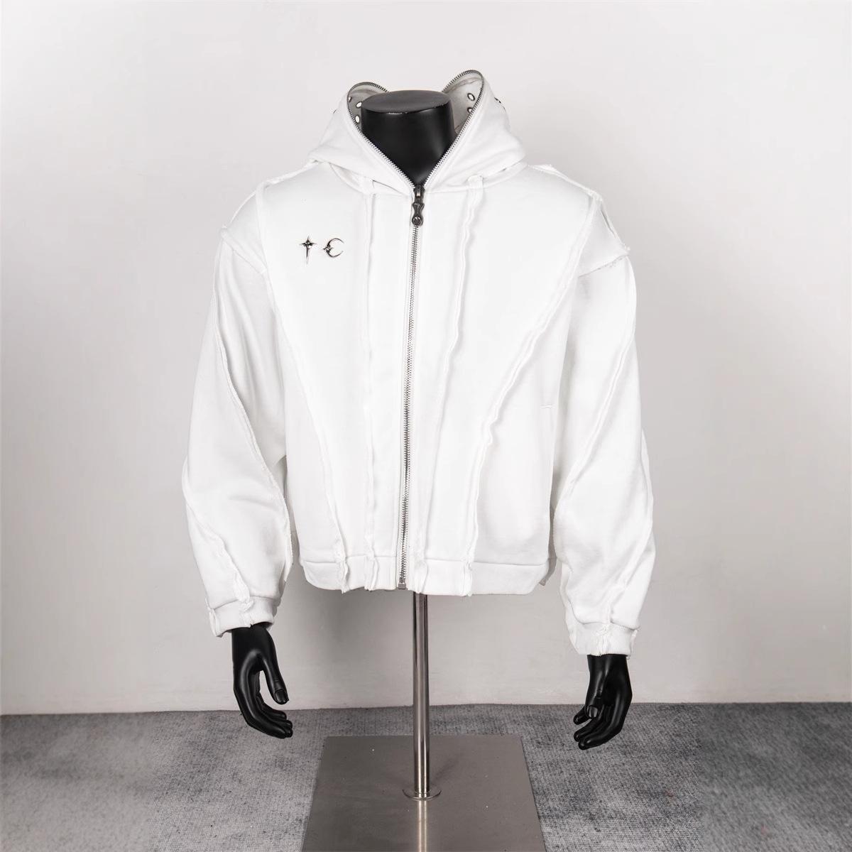 

EastRogue Выстиранный металлический молния Маска Ниндзя Капюшон Открытая куртка Короткая спортивная одежда Мужское модное пальто M