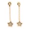 Les Trésors De Lily [L1258] - Gold Plated Earrings 'Stars' White Gold - 35x8 Mm