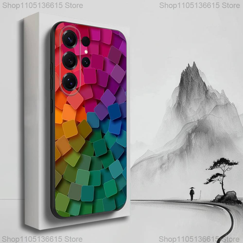 3D Art Block Cool Phone Case For Samsung S25,S24,S23,S22,S21,S20,S10,Ultra,Plus,Lite,FE,Soft Silicone Black Cover