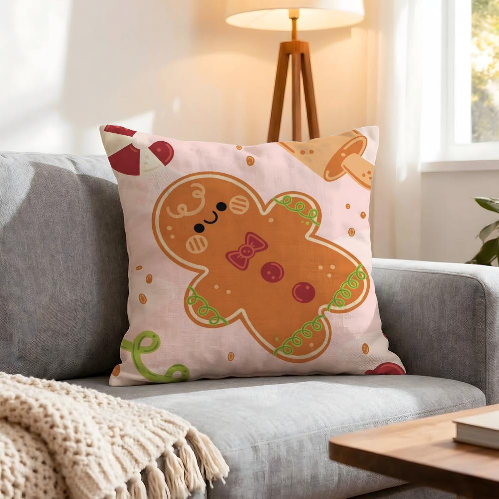 Doll Adorable Ginger Bread Cushion Cover 1Pcs Decorative Covers Soft Cushion Case For Sofa Couch Decor 40X40 45X45 Pillowcases