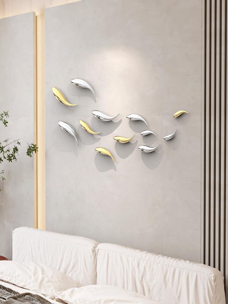 Creative Wall Decoration Restaurant Bedroom Background Golden Fish Decorative Pendant Wall Decoration Stereoscopic Wall Hanging