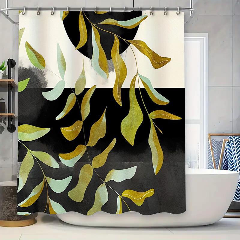 

Botanical Shower Curtain Eucalyptus Greenery Leaf Pattern Nature Decor Bathroom Fabric Backdrop Waterproof Modern Farmhouse Styl W60H190(CM)-1 Pcs