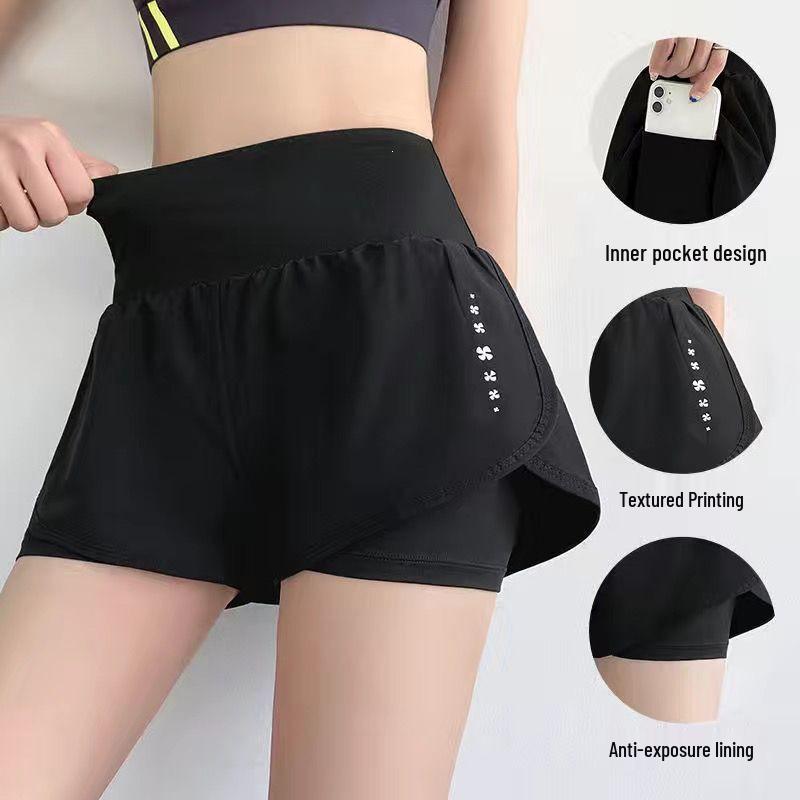 Women's Quick-Dry Yoga Pants with Built-In Shorts - Anti-Exposure, Summer Fitness, Running Training, 3/4 Length