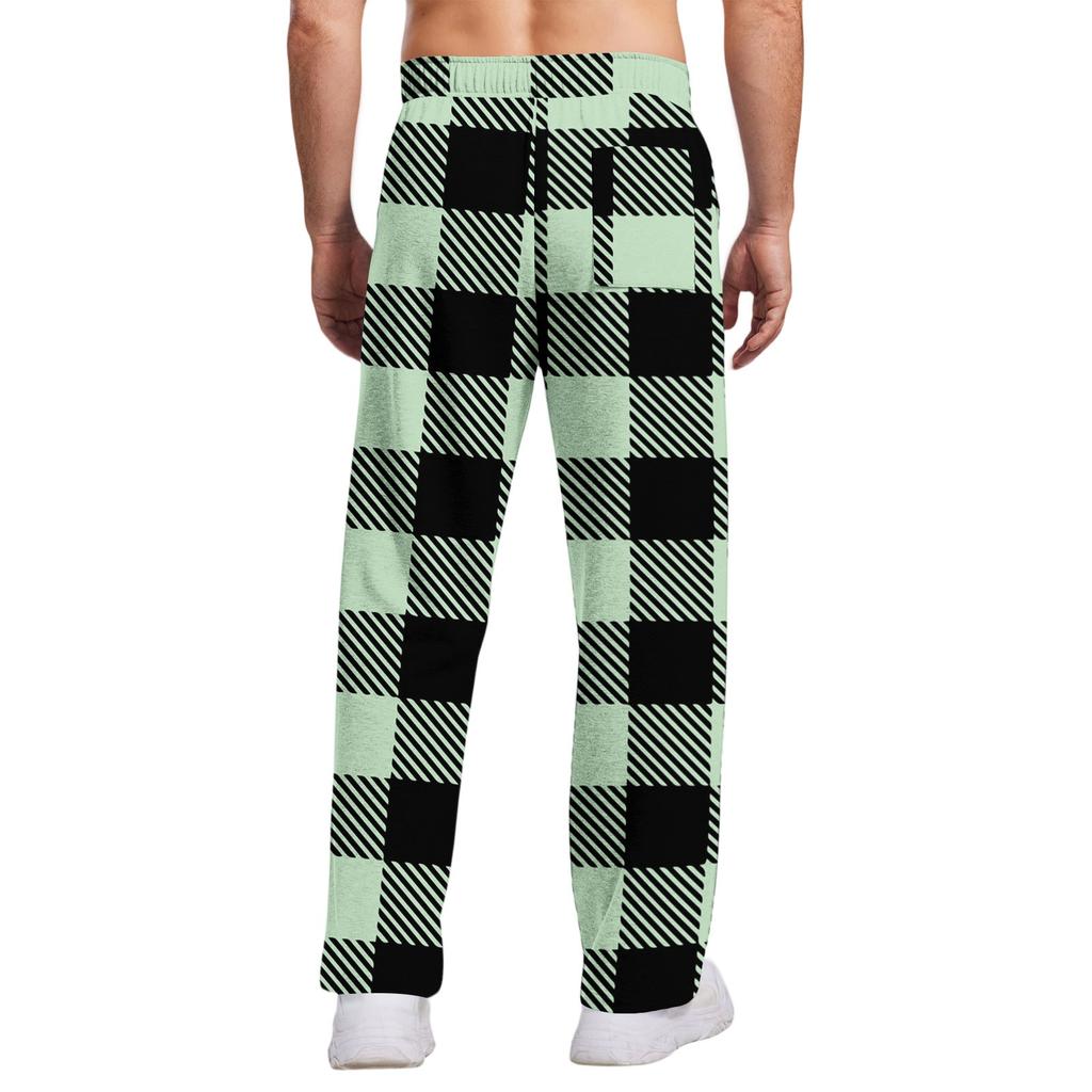 Herren Freizeithose mit Taschen | Gestreift Kariert Bedruckt, Locker Gerades Bein, Elastischer Bund mit Kordelzug Für Tägliche & Freizeitkleidung