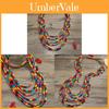 African Style Wooden Beaded Long Necklace For Women With Colorful Finish And Unique Style