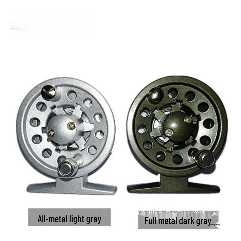 Fliegenfischerrolle komplett aus Metall: Wechselseitig Links-/Rechtshänder, Druckguss-Design mit Bremse, Durchgehender Griff, Geeignet für Brandungsruten.