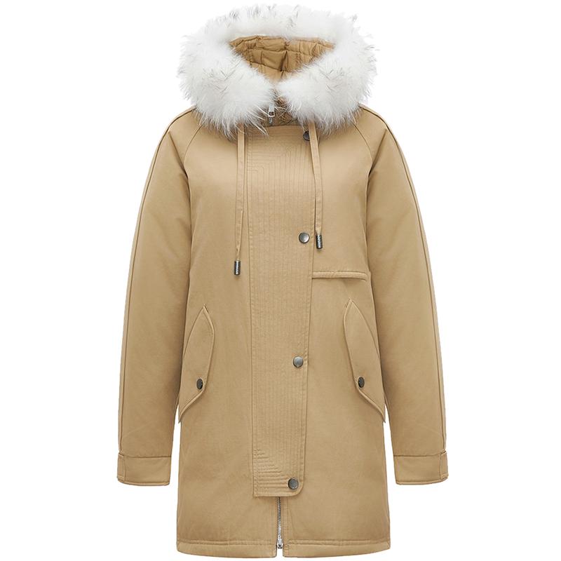 Jinyujie Women's Lightweight Fur Collar Duck Down Parka