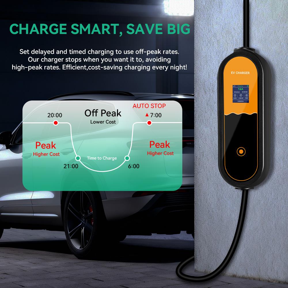 JDMEX 3.5KW Portable EV Charger Type1 Car Charger 16A Fast Charging Type 1 SAE J1772 EVSE Wallbox 3.5M for Electric Vehicle