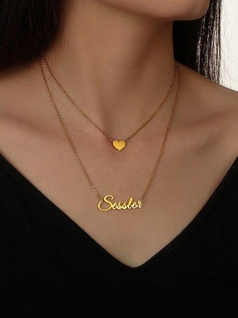 Personalized Stainless For Women Steel Gold Tone Name Letter Initial Pendant Titanium Pendant Necklace Customized JewelryTrendy Pendant