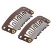 100pcs 6 Teeth Wig Clips 3.2cm U Shape Hair Extension Snap Clips Clamp Firmly Dark Brown for Hat Fixing