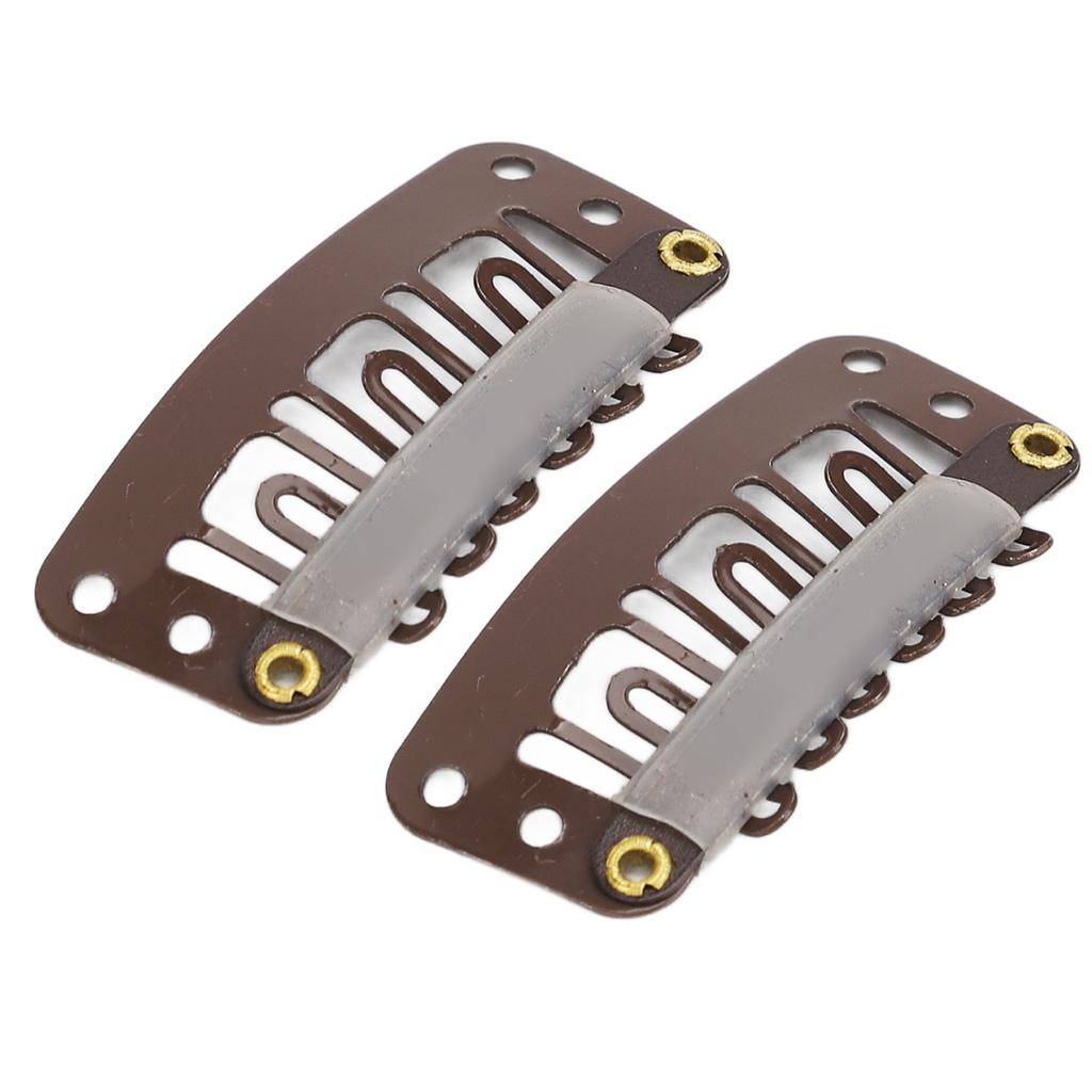 100pcs 6 Teeth Wig Clips 3.2cm U Shape Hair Extension Snap Clips Clamp Firmly Dark Brown for Hat Fixing